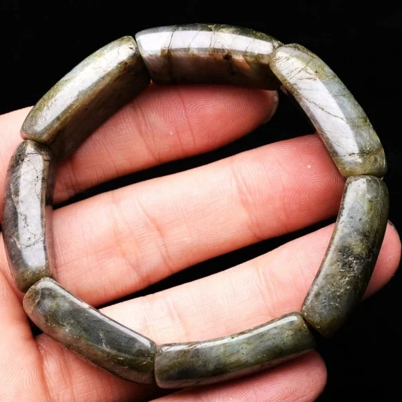 16*9*27.7mm Natural Labradorite Rainbow Light Crystal Gemstone Bracelet Unisex - Picture 3 of 7